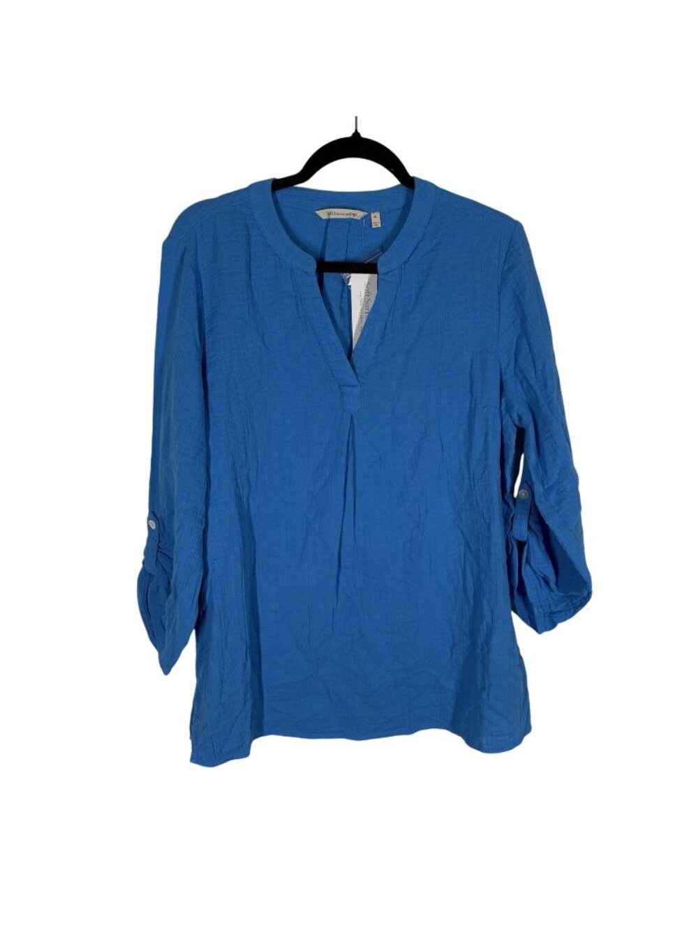 Soft Surroundings Womn XL French Blue Coastal Marley Gauze Tunic Popover Top NWT